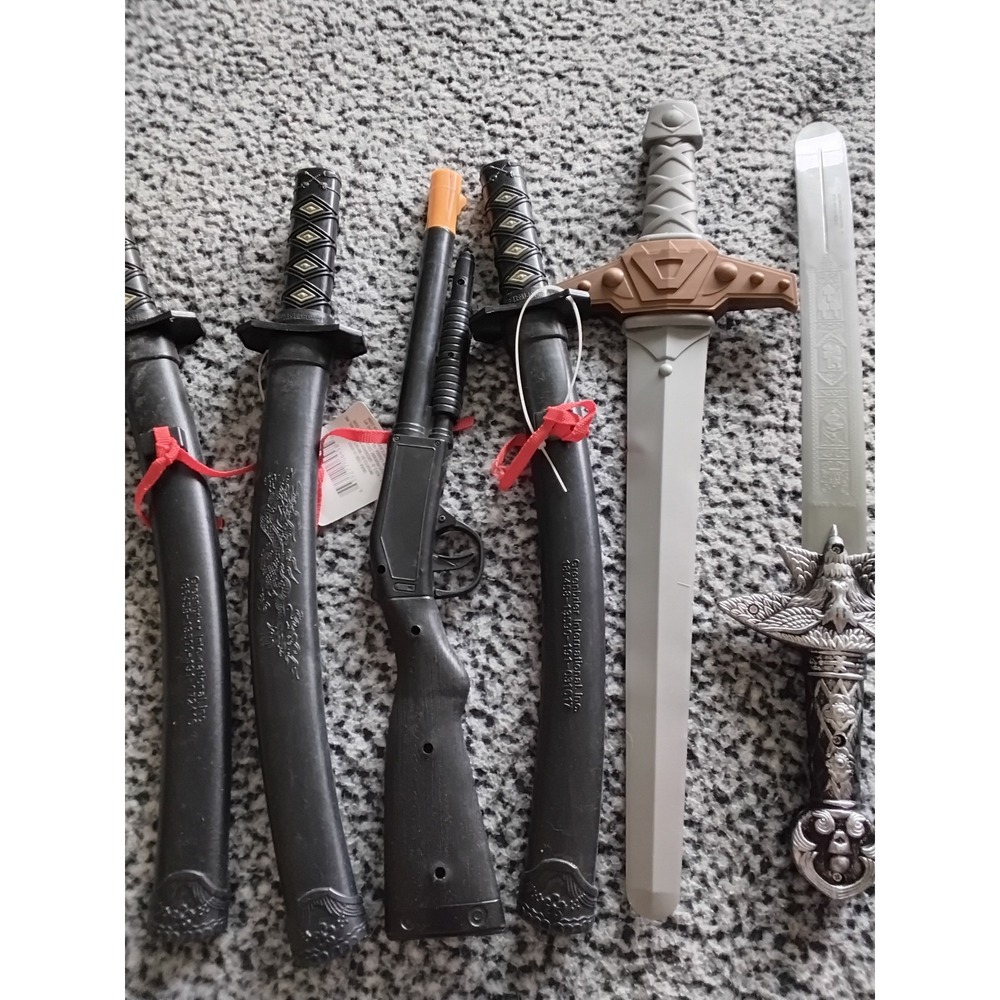 Kids Toy Weapon Bundle Ninja Katana Swords Plastic Rifle Dagger Costume Play Set - Picture 2 of 2
